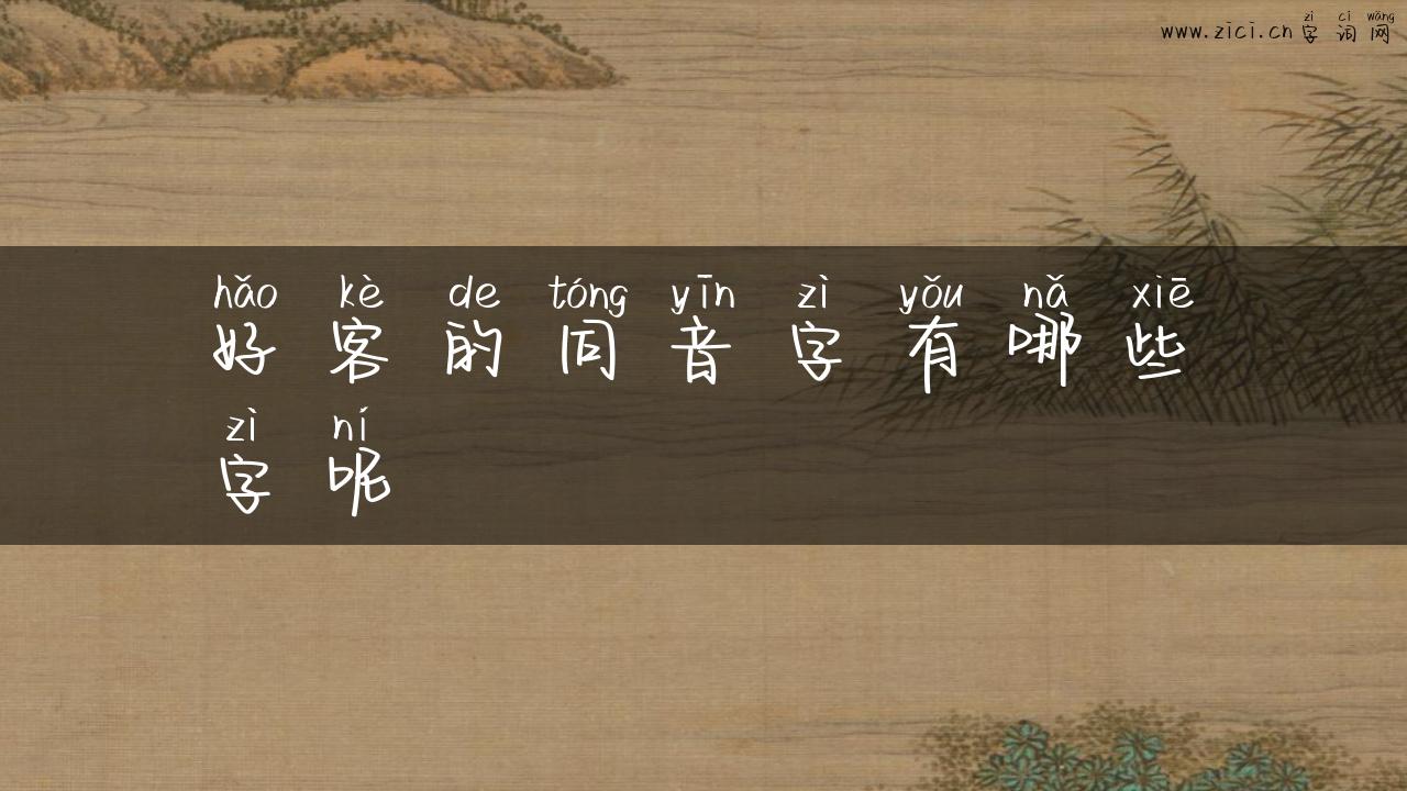 好客的同音字有哪些字呢