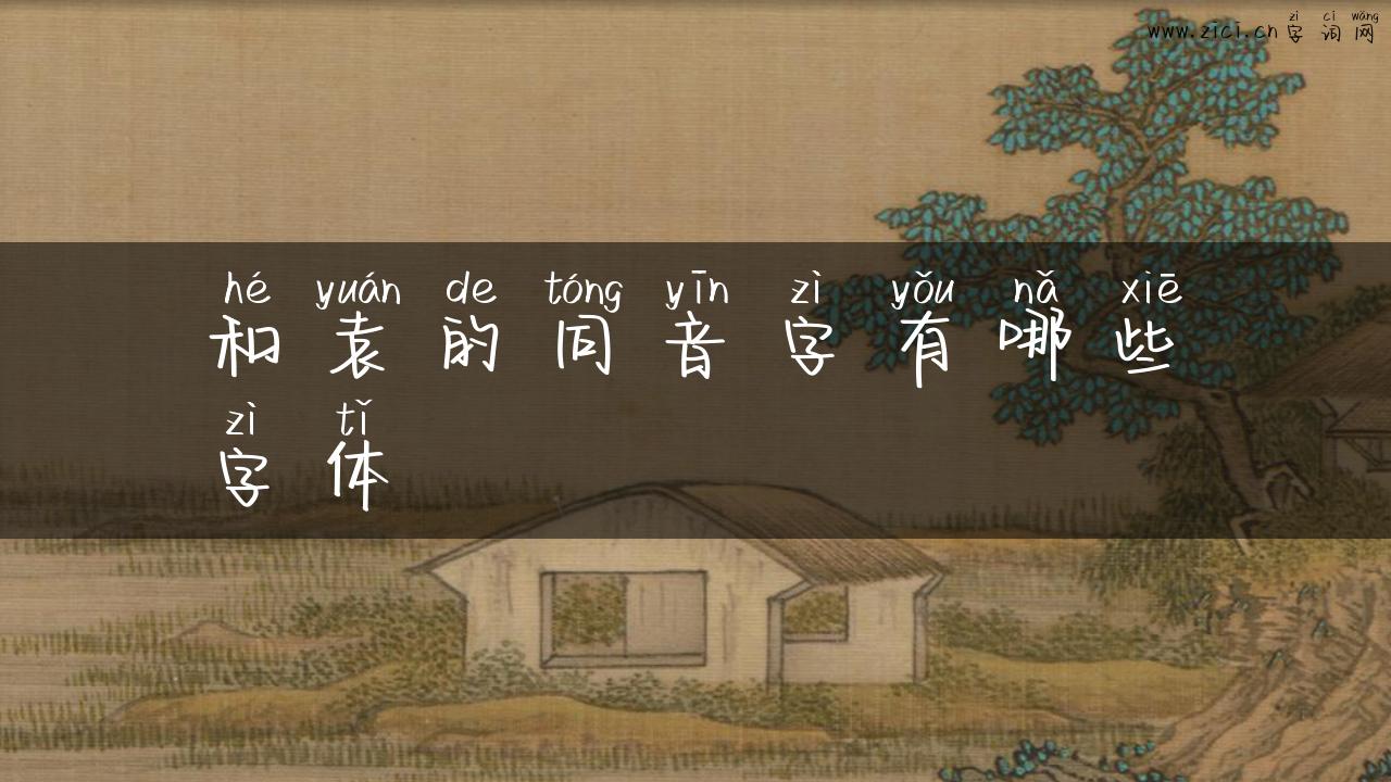 和袁的同音字有哪些字体