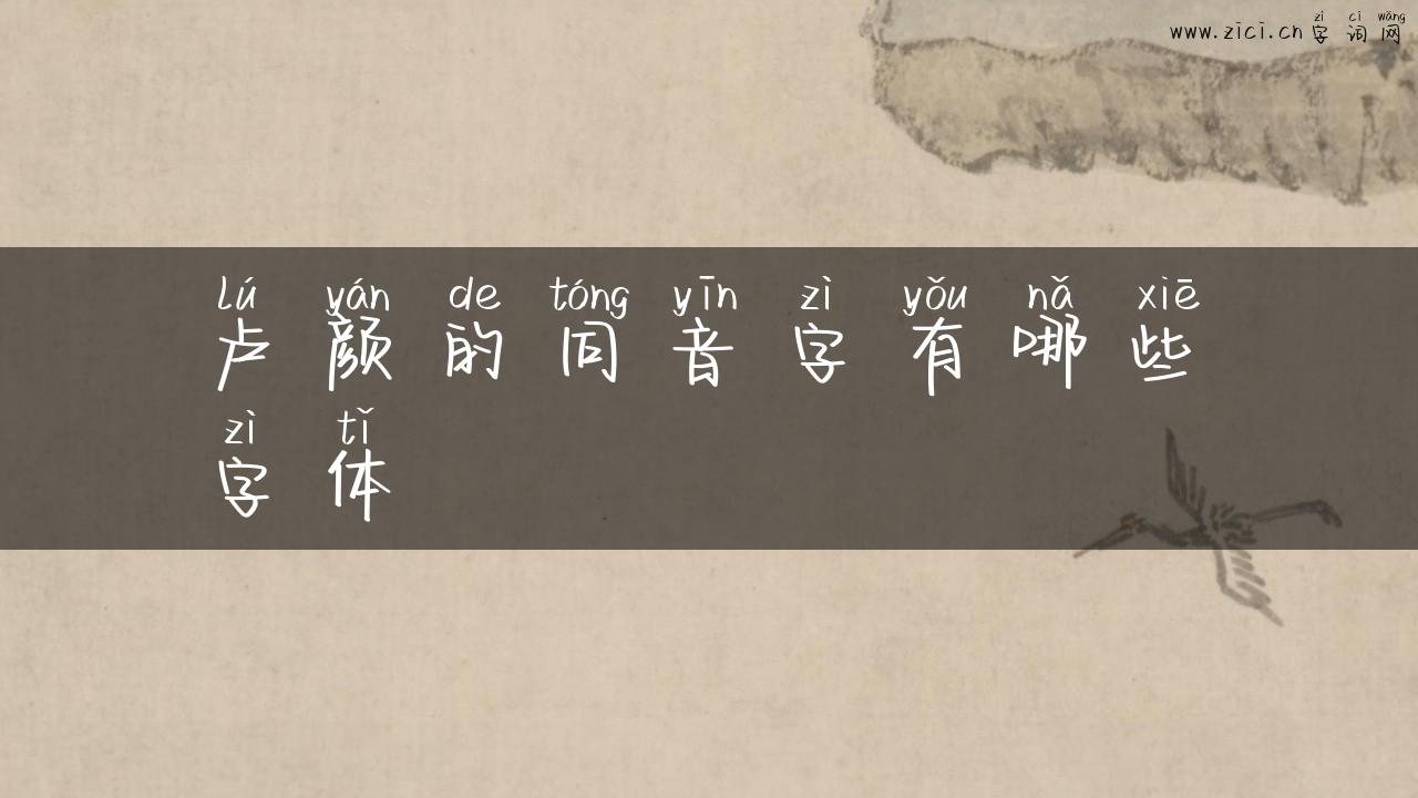 卢颜的同音字有哪些字体