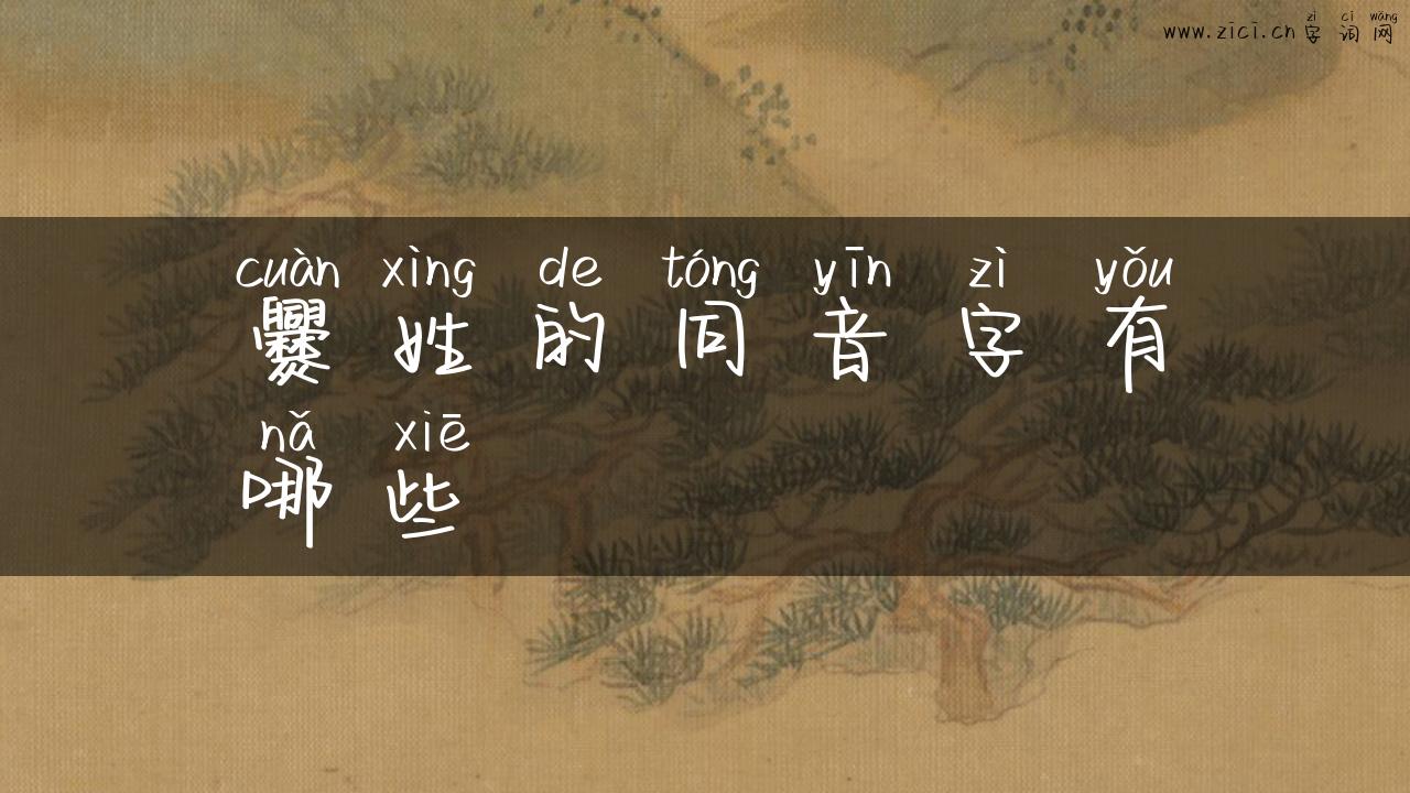 爨姓的同音字有哪些