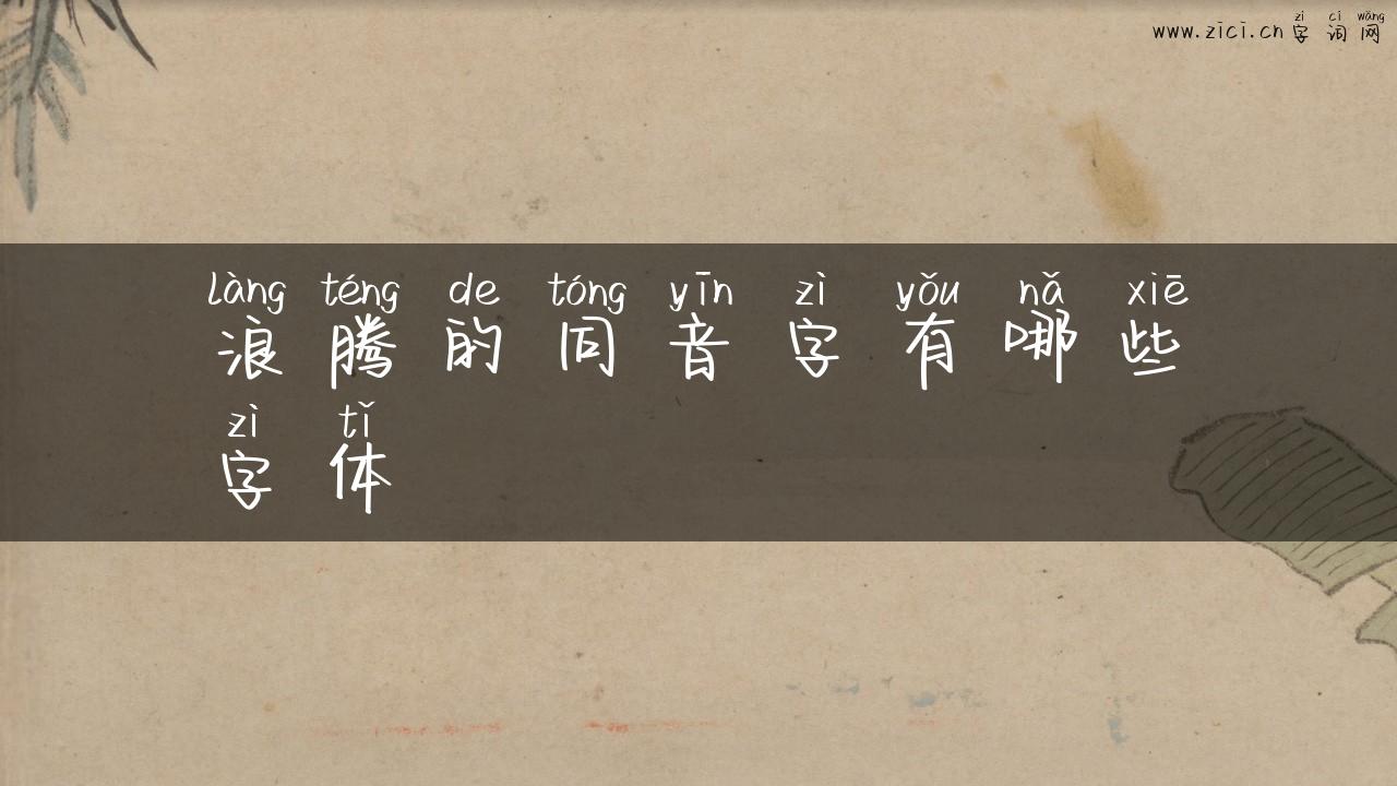 浪腾的同音字有哪些字体