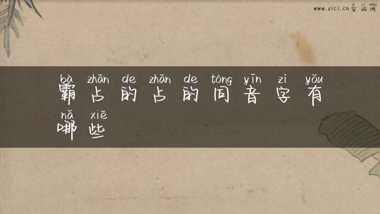 霸占的占的同音字有哪些