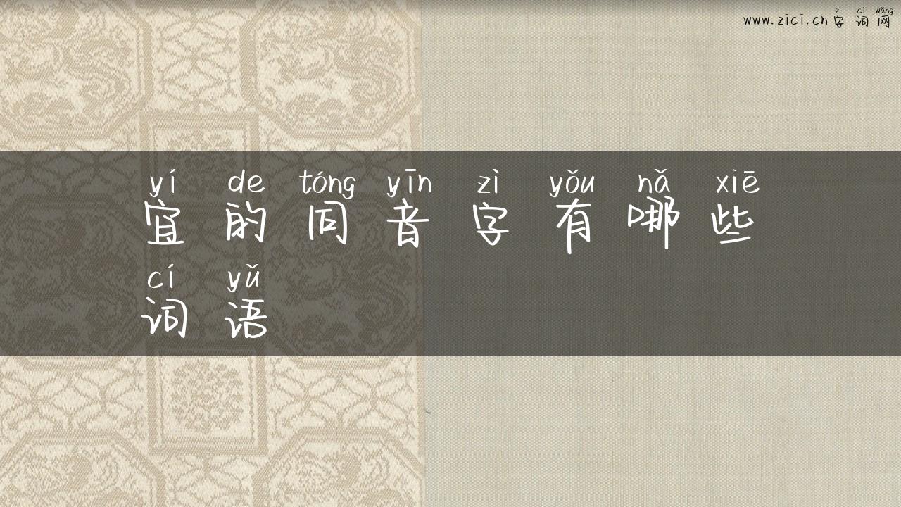 宜的同音字有哪些词语