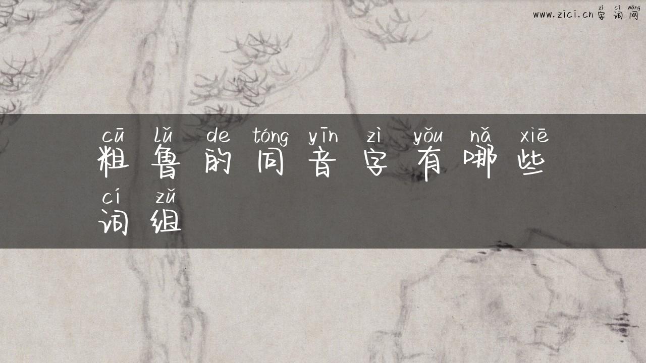粗鲁的同音字有哪些词组