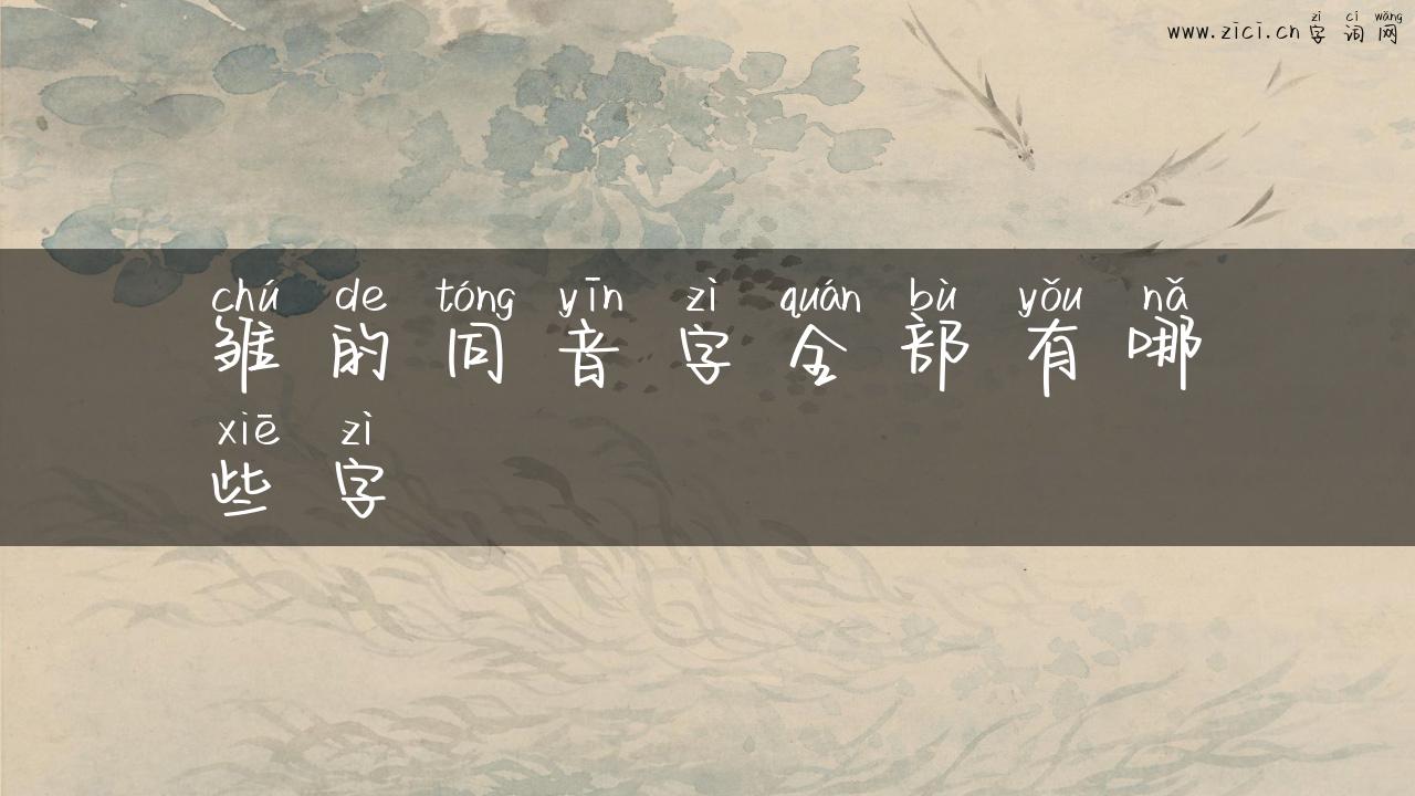 雏的同音字全部有哪些字