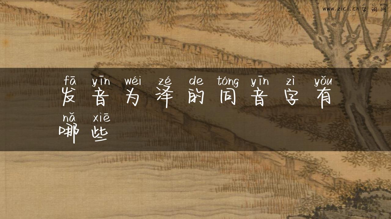 发音为泽的同音字有哪些