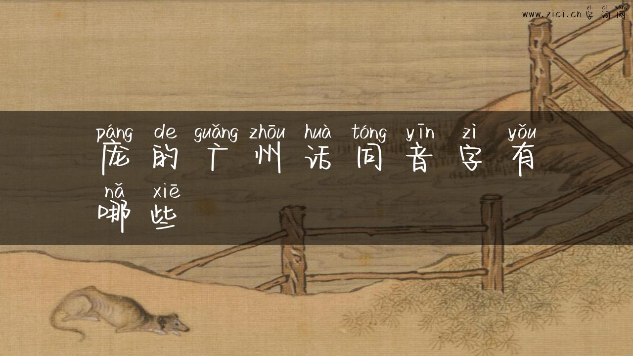 庞的广州话同音字有哪些