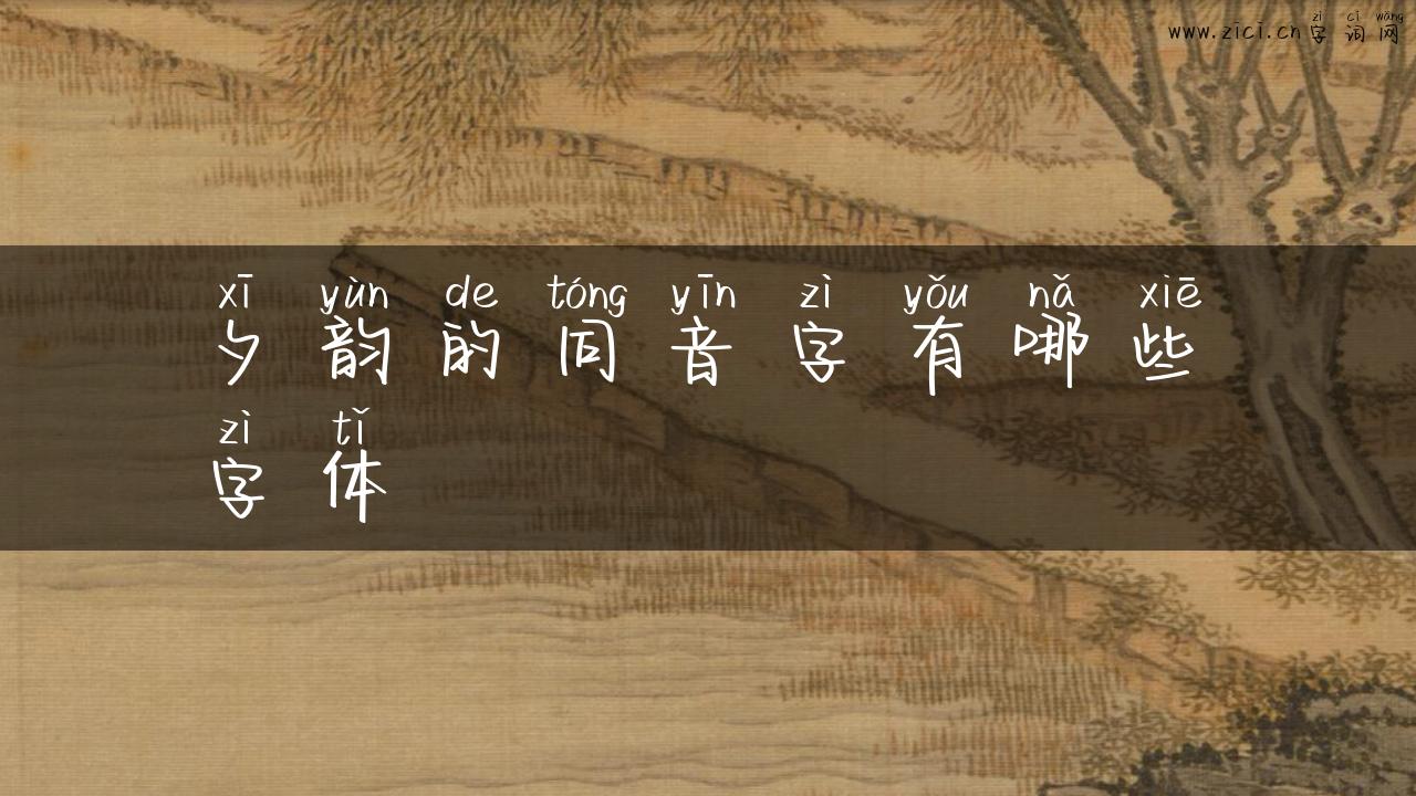 夕韵的同音字有哪些字体