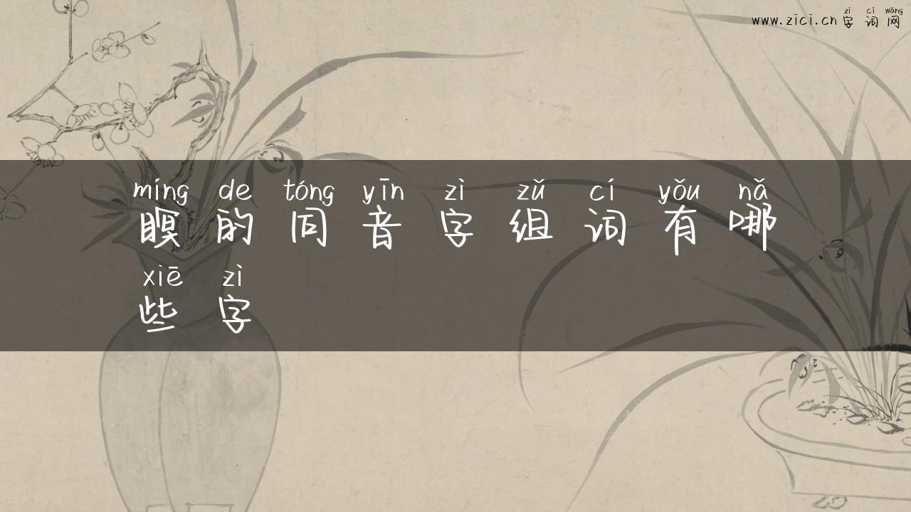 瞑的同音字组词有哪些字