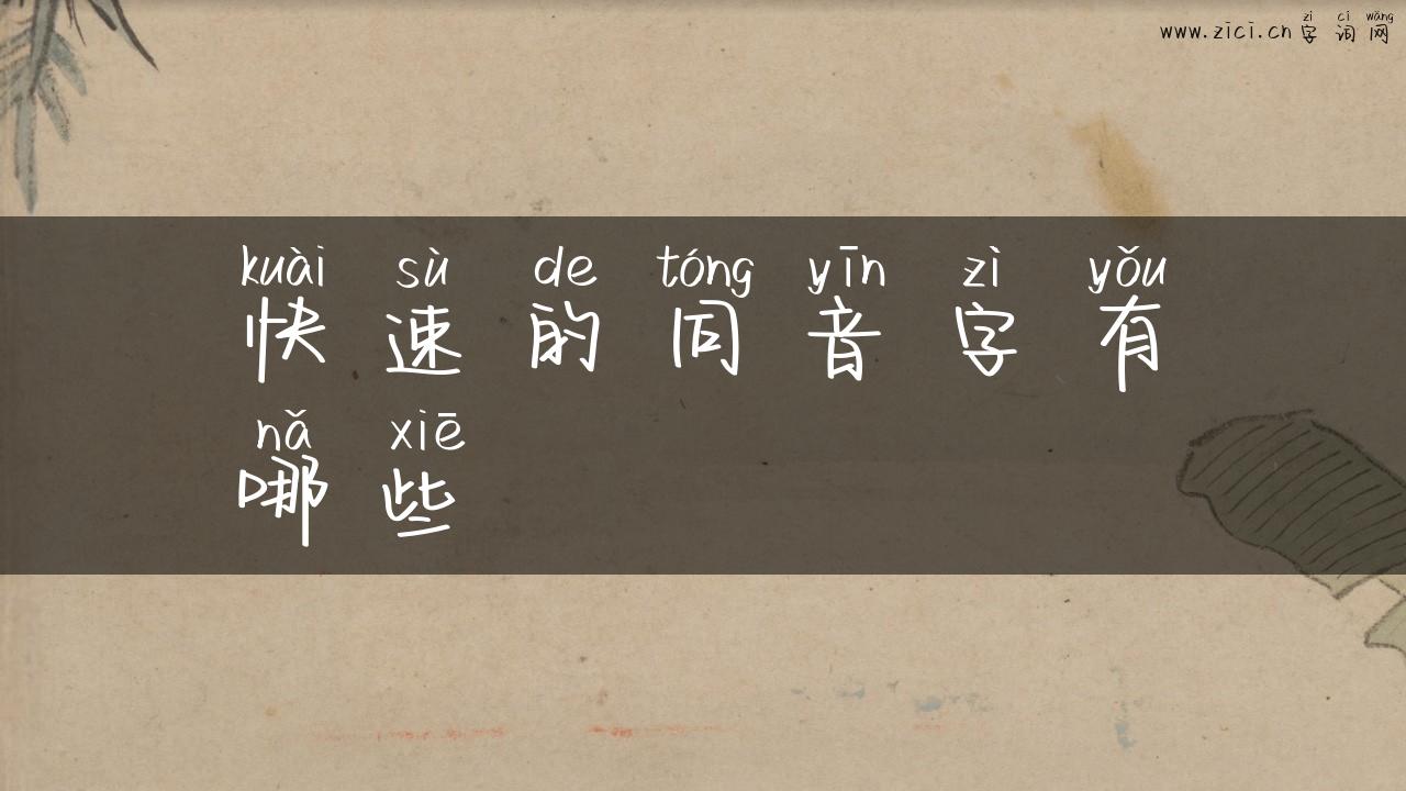 快速的同音字有哪些