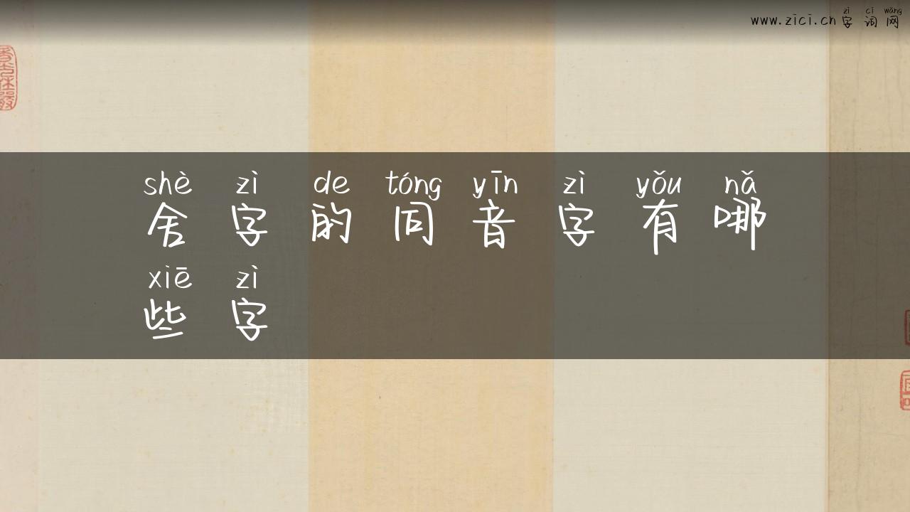 舍字的同音字有哪些字