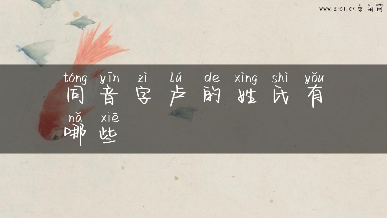 同音字卢的姓氏有哪些