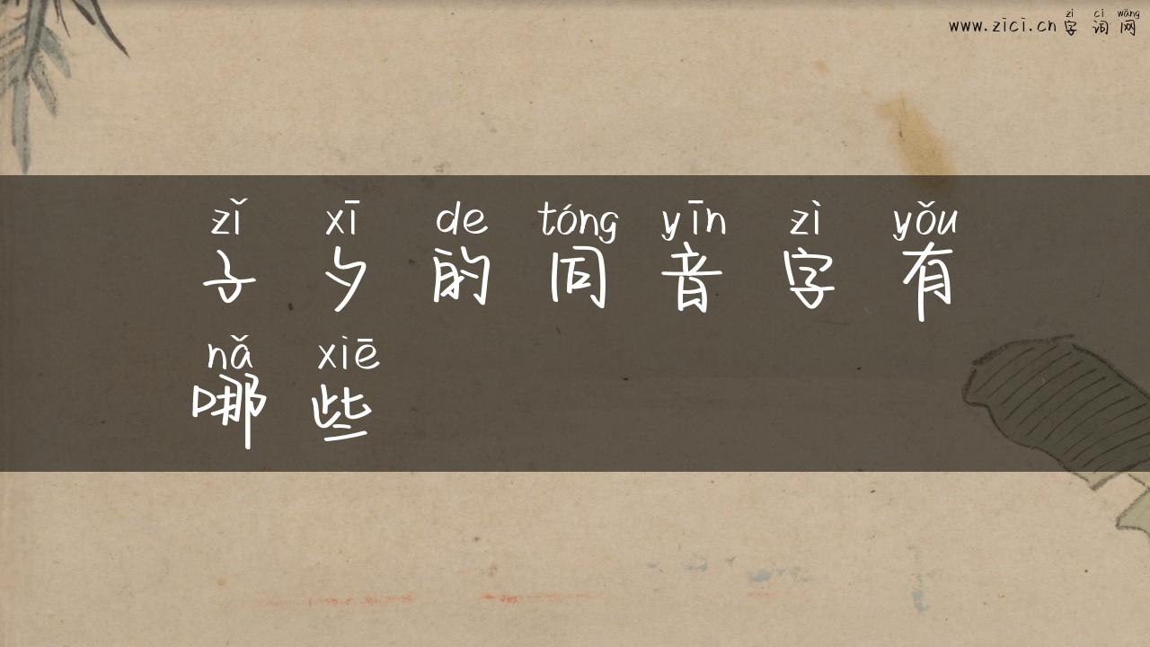 子夕的同音字有哪些