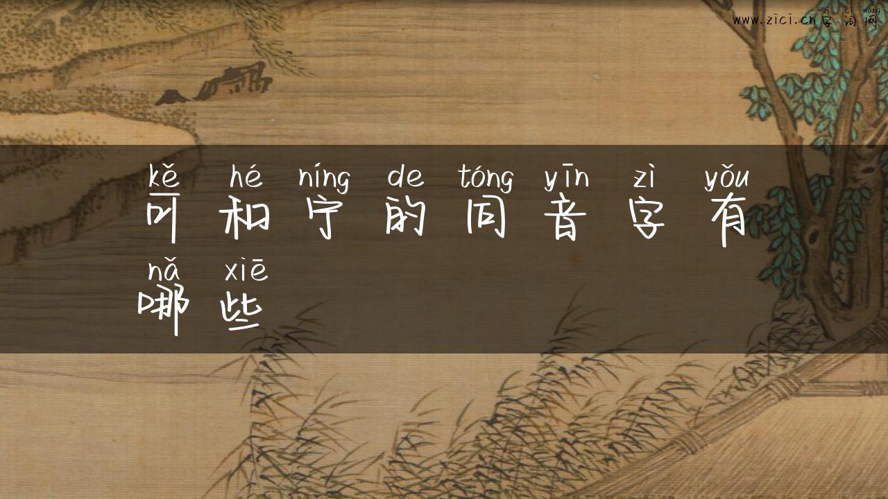 可和宁的同音字有哪些