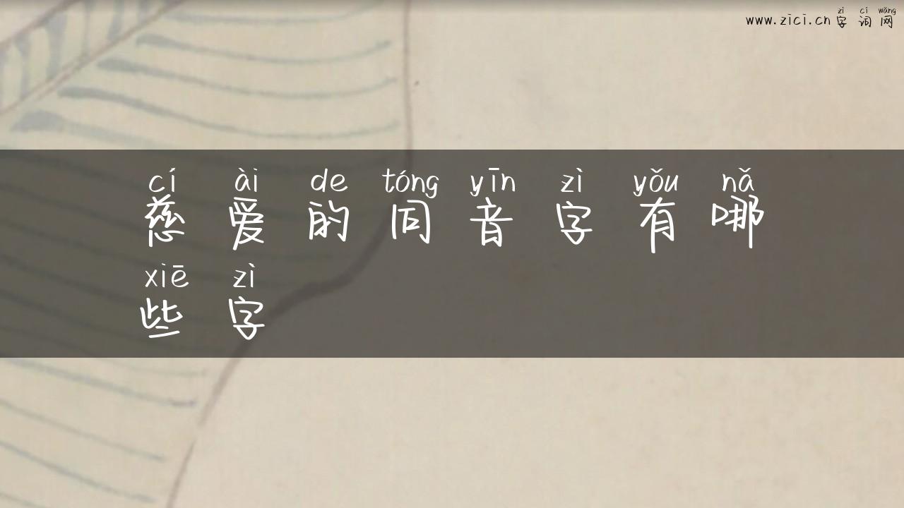 慈爱的同音字有哪些字