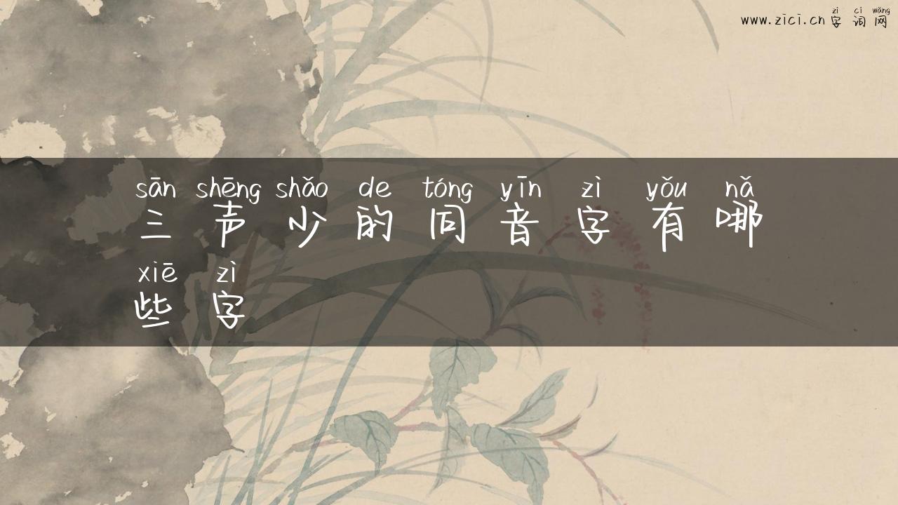 三声少的同音字有哪些字