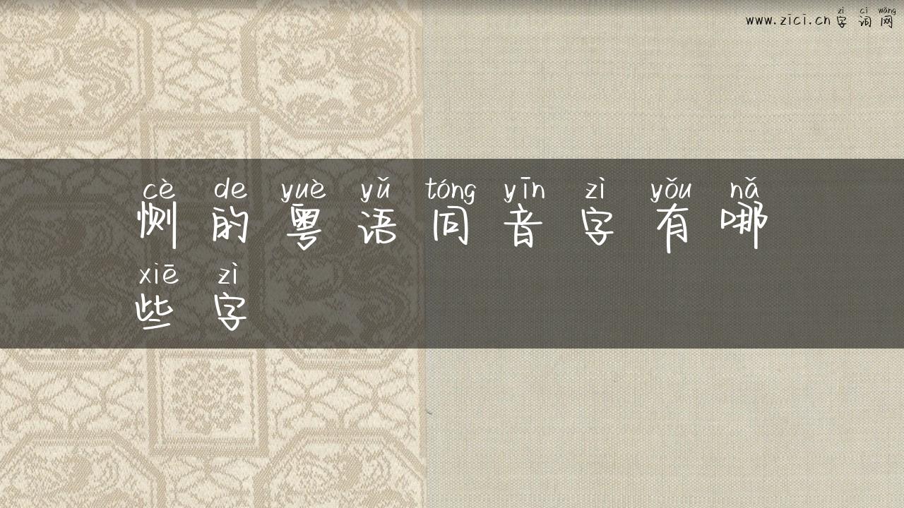 恻的粤语同音字有哪些字
