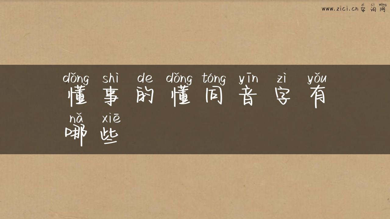 懂事的懂同音字有哪些