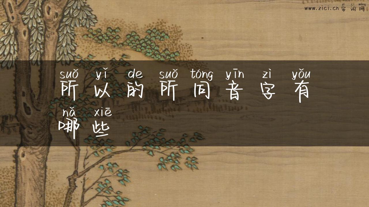 所以的所同音字有哪些