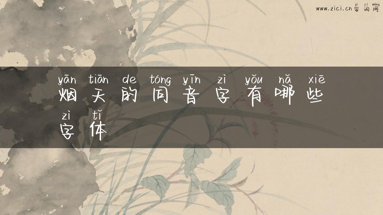 烟天的同音字有哪些字体