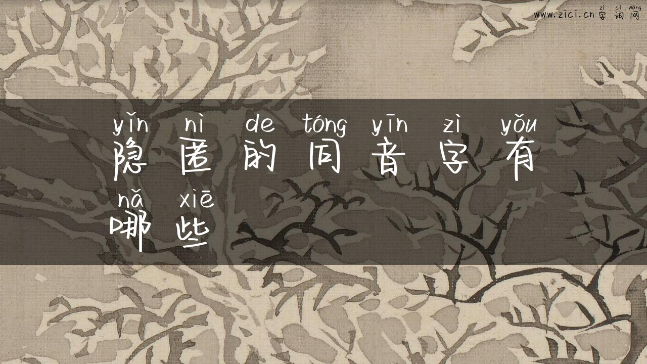 隐匿的同音字有哪些