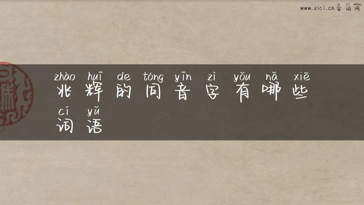 兆辉的同音字有哪些词语