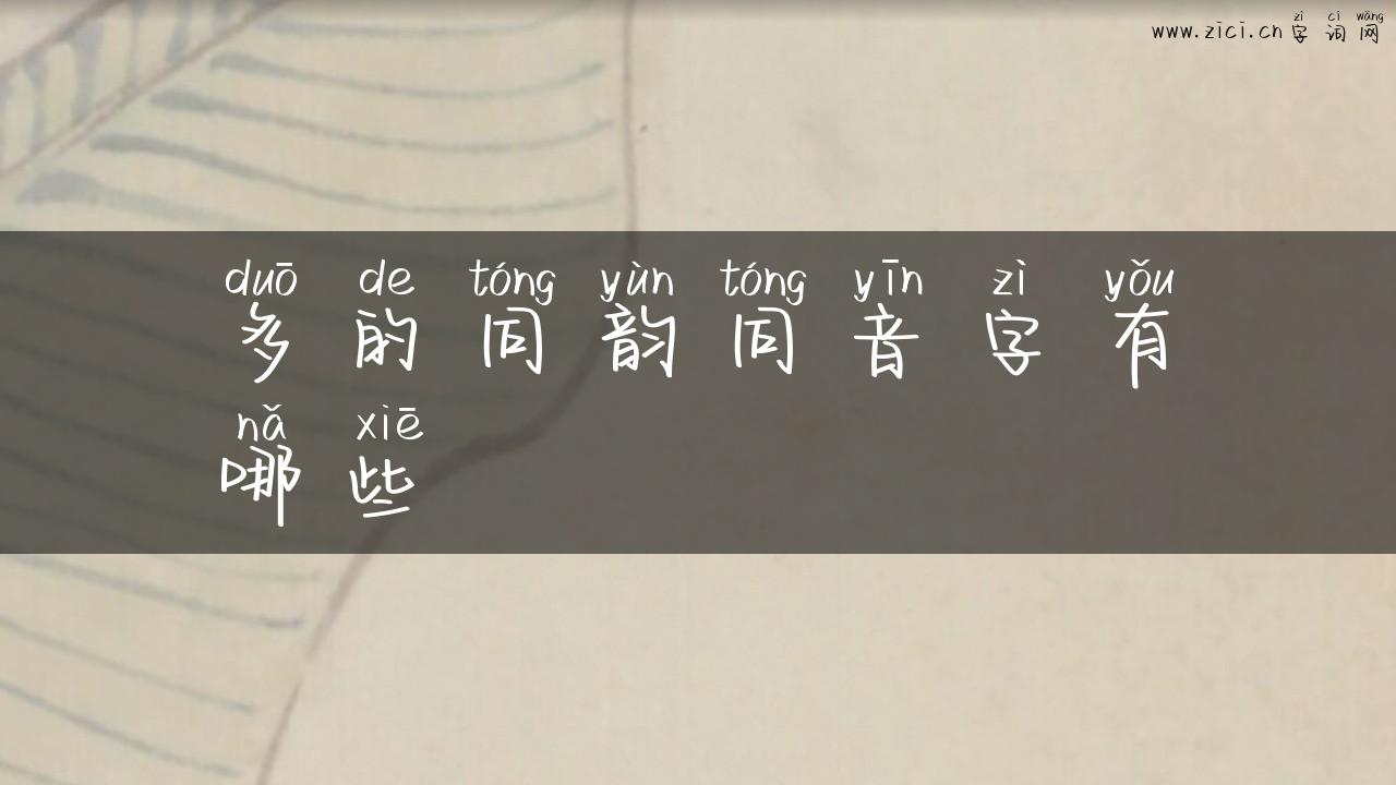 多的同韵同音字有哪些