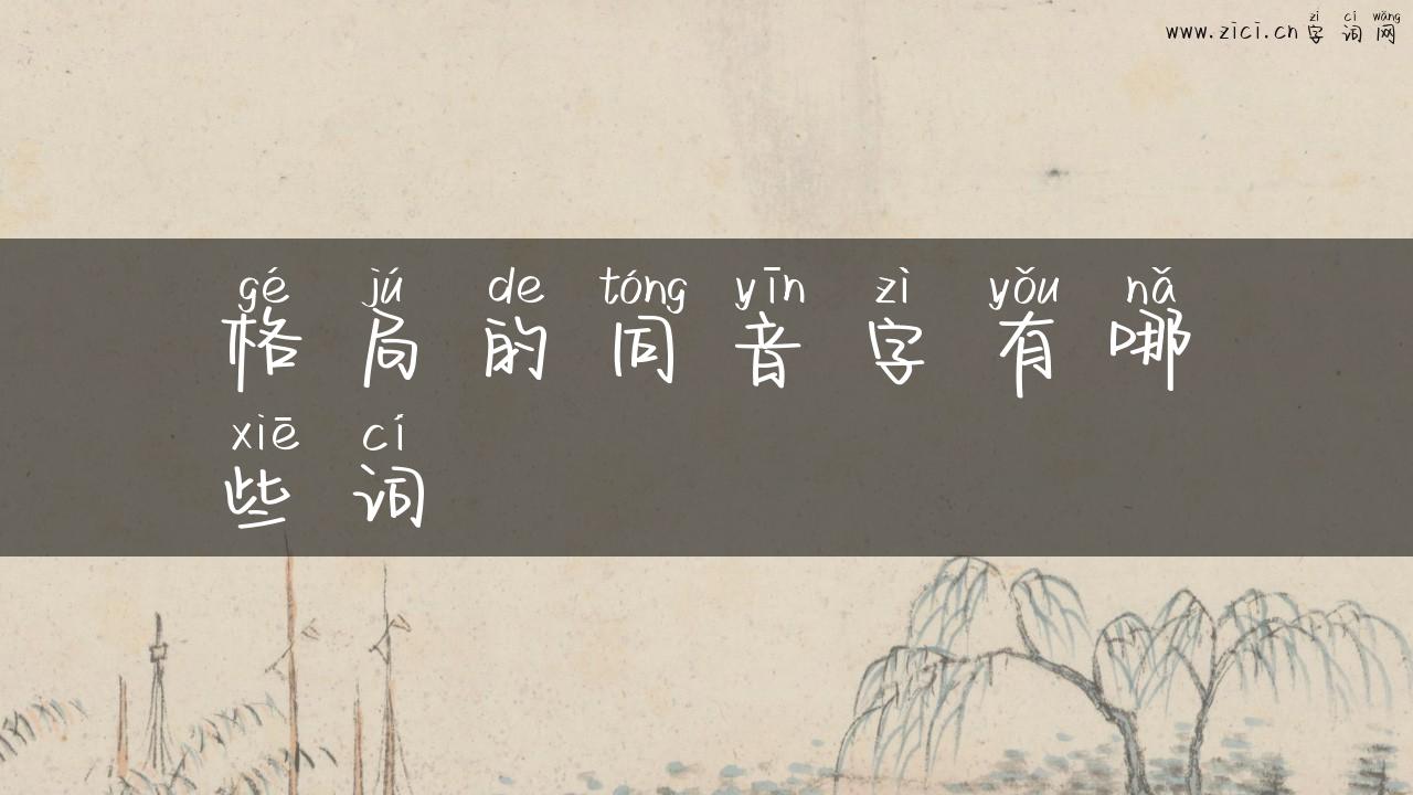 格局的同音字有哪些词
