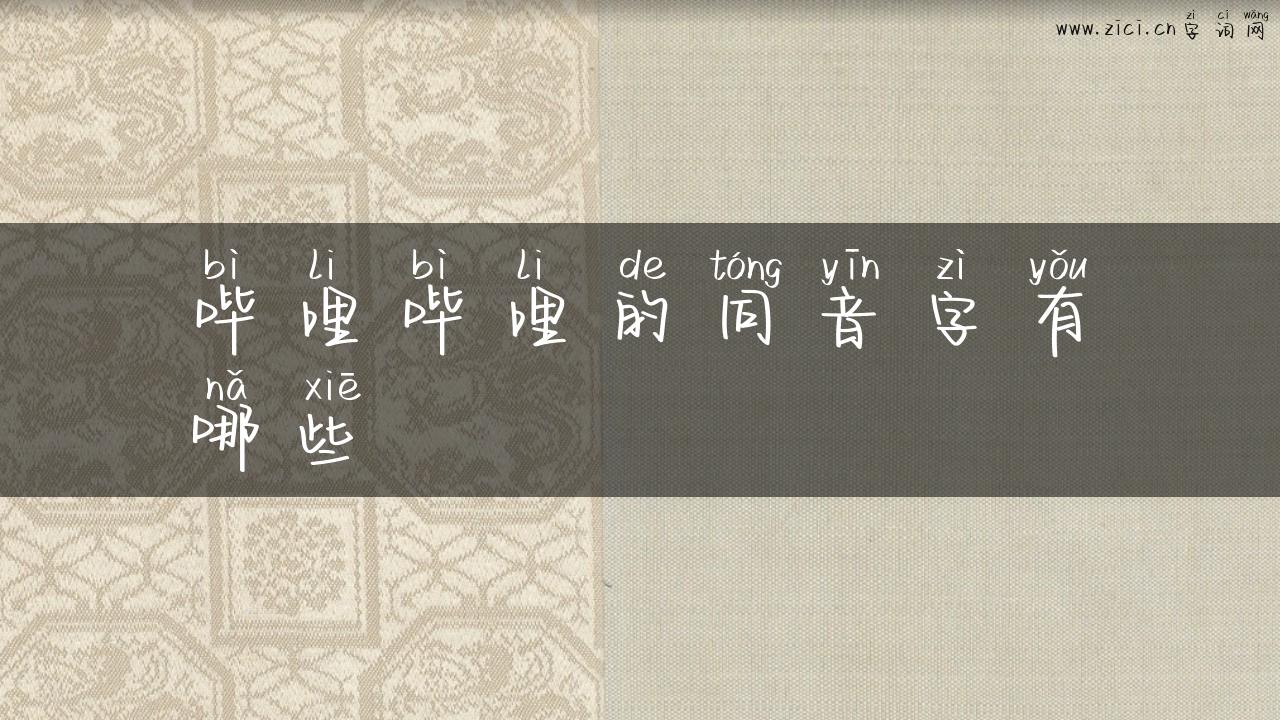 哔哩哔哩的同音字有哪些