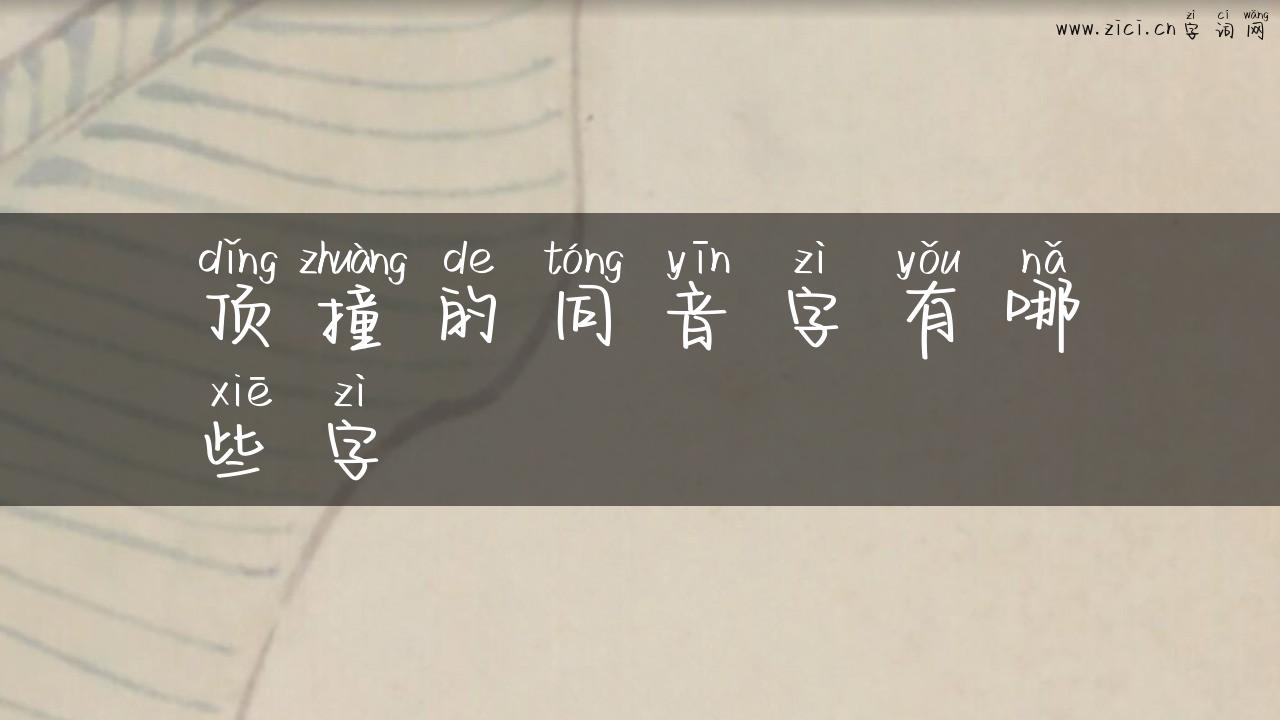 顶撞的同音字有哪些字