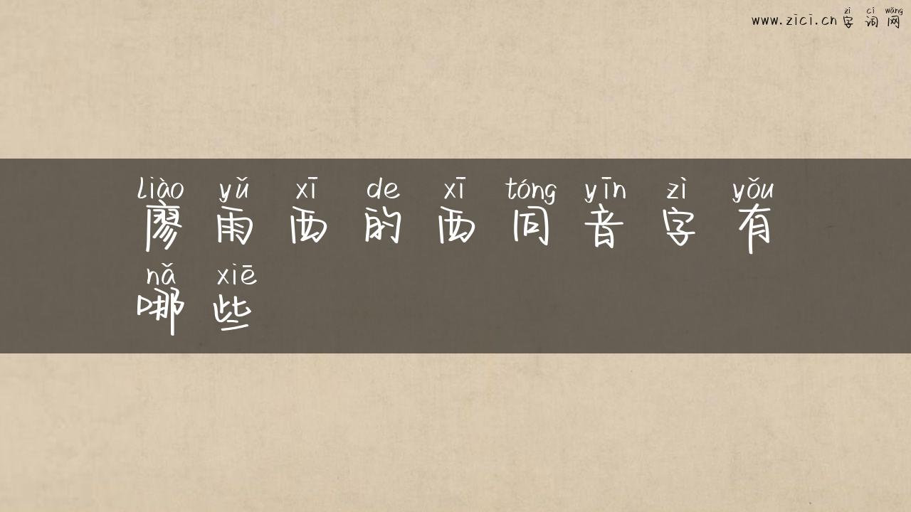 廖雨西的西同音字有哪些