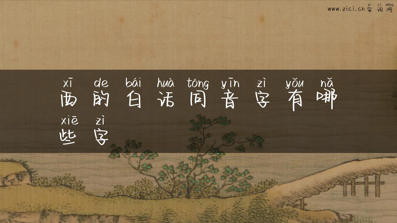 西的白话同音字有哪些字
