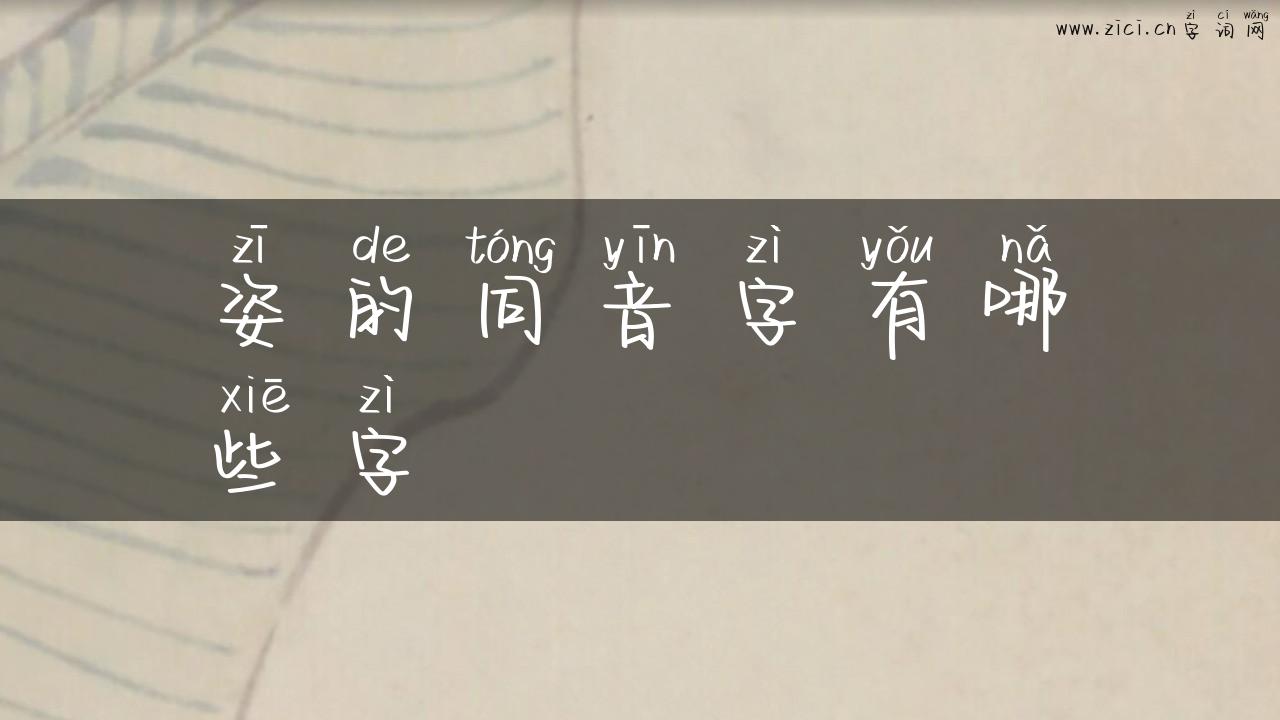 姿的同音字有哪些字