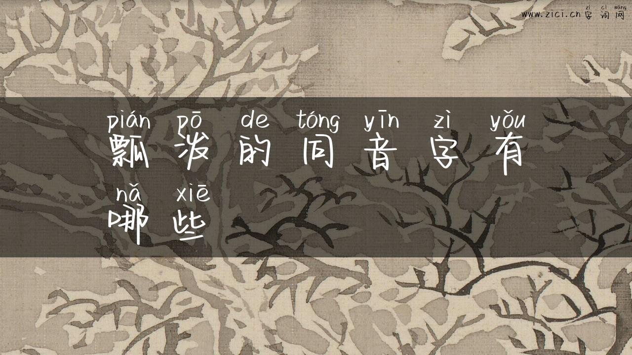 瓢泼的同音字有哪些