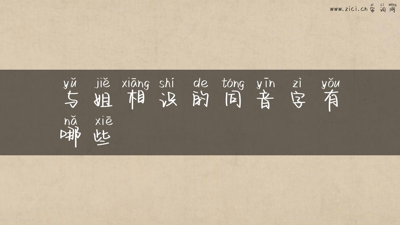 与姐相识的同音字有哪些