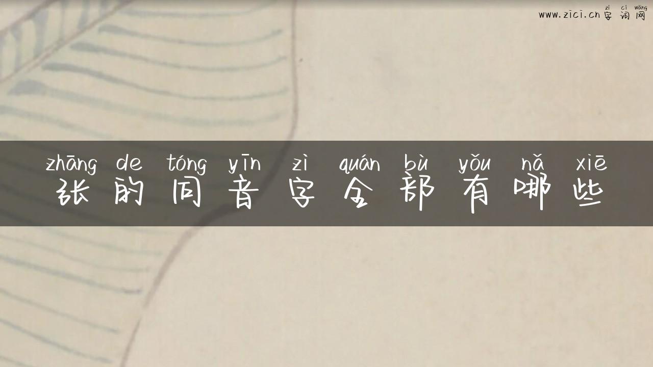 张的同音字全部有哪些