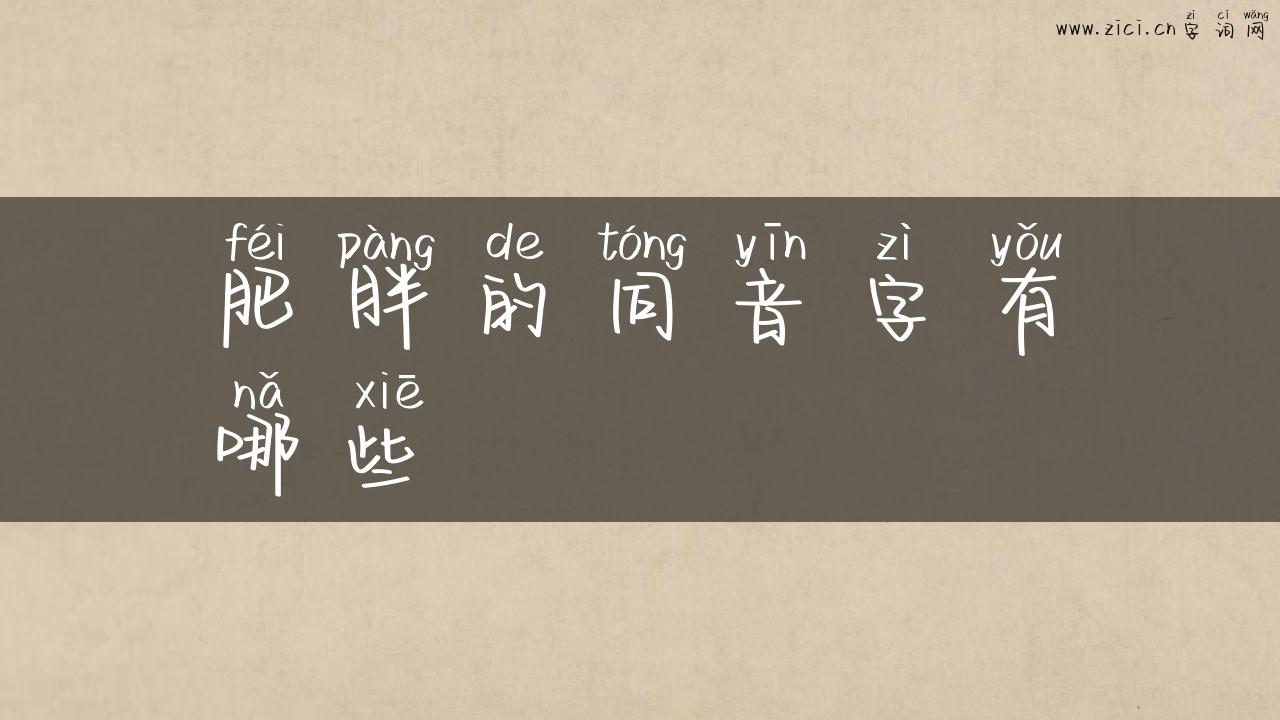肥胖的同音字有哪些