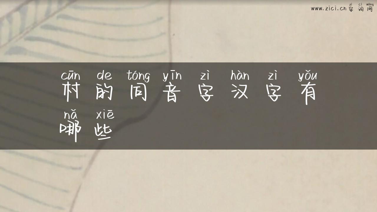 村的同音字汉字有哪些