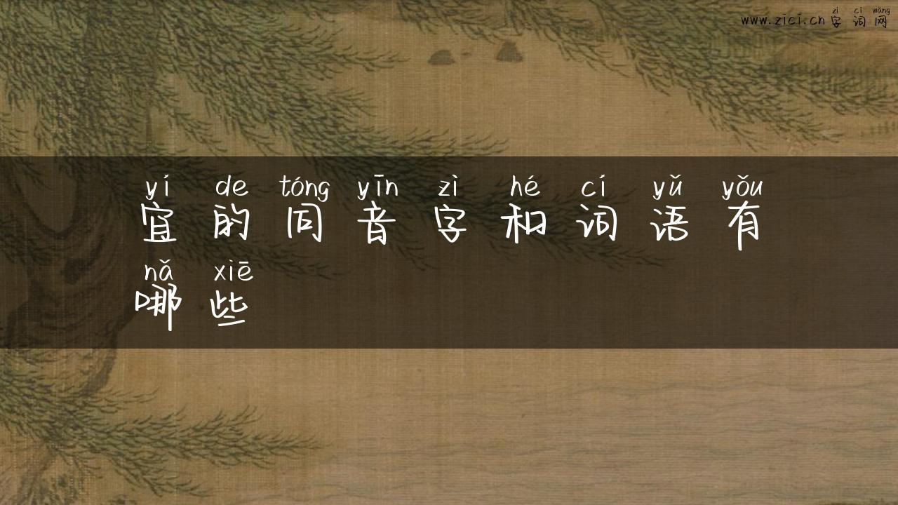 宜的同音字和词语有哪些