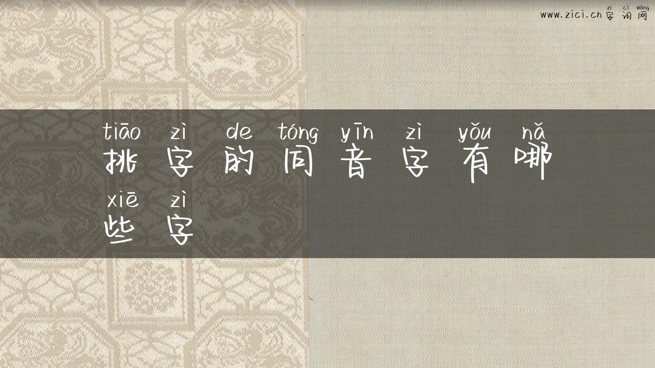 挑字的同音字有哪些字
