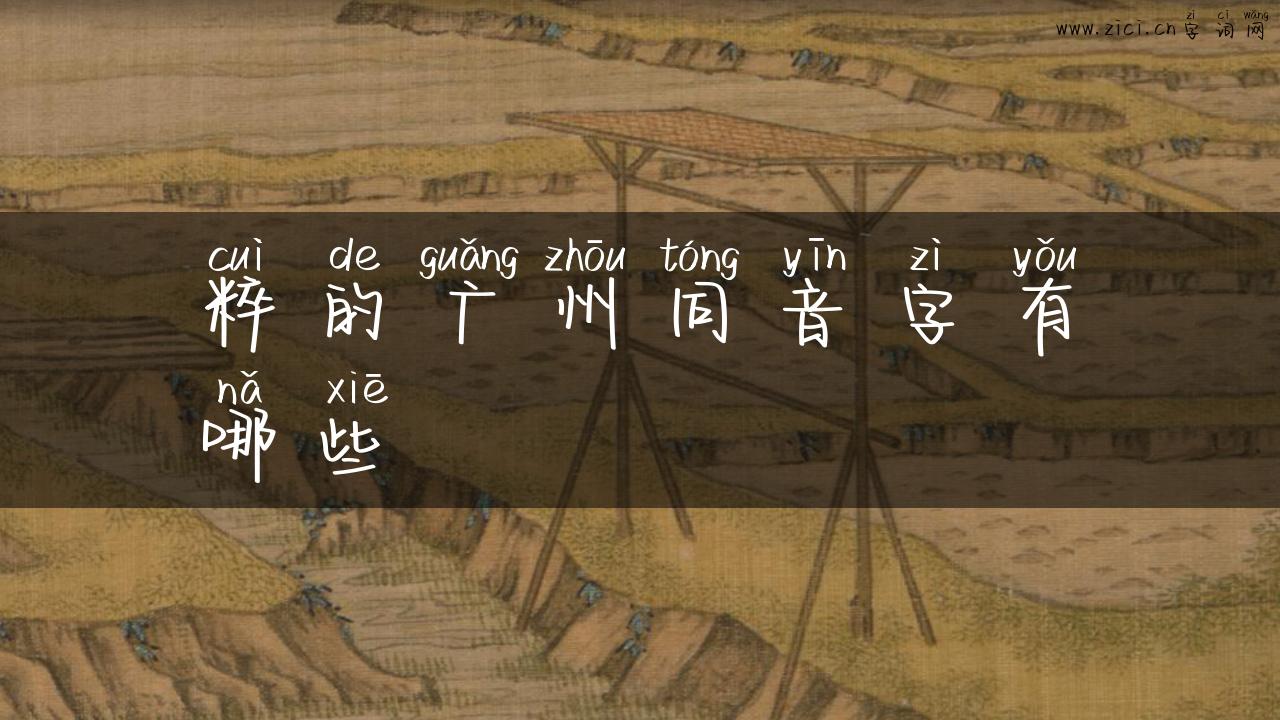 粹的广州同音字有哪些