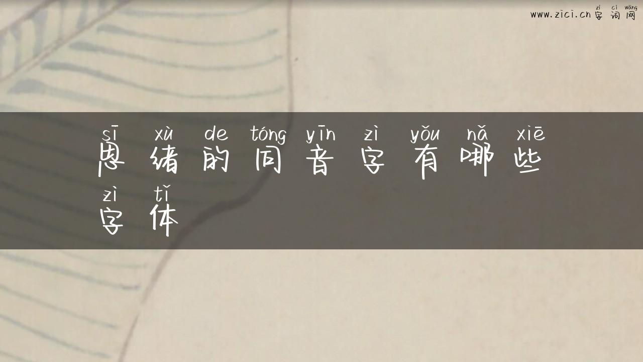思绪的同音字有哪些字体