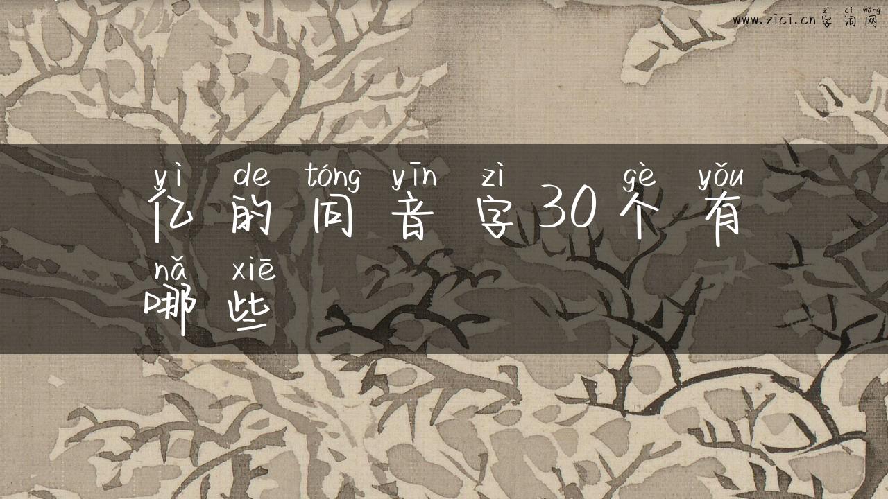 亿的同音字30个有哪些