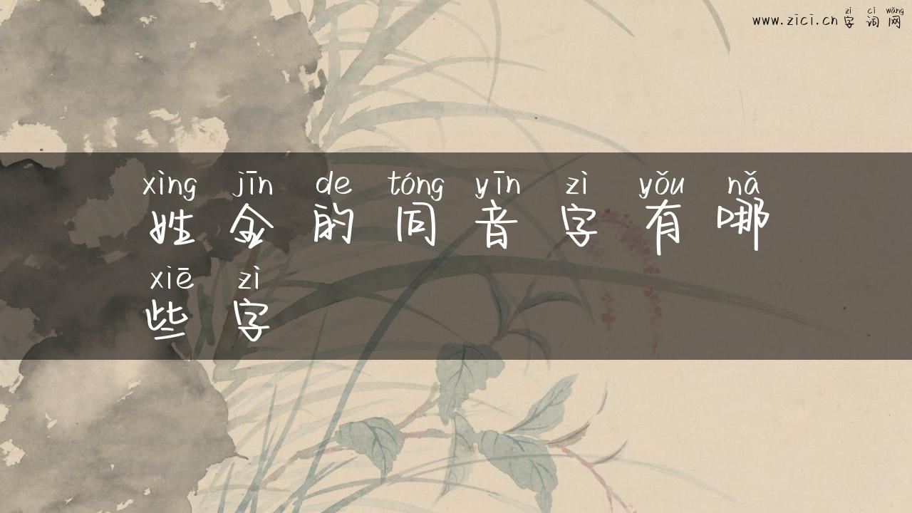 姓金的同音字有哪些字