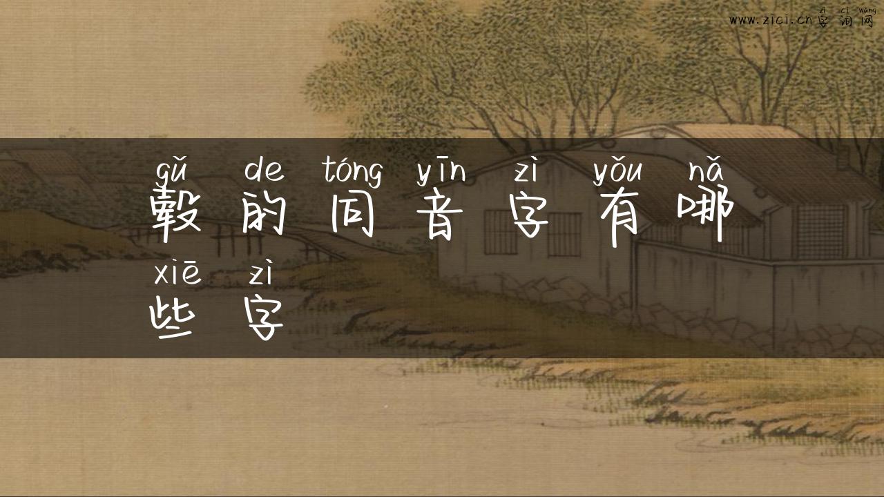 毂的同音字有哪些字