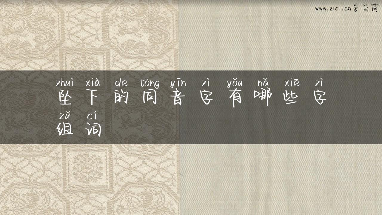 坠下的同音字有哪些字组词