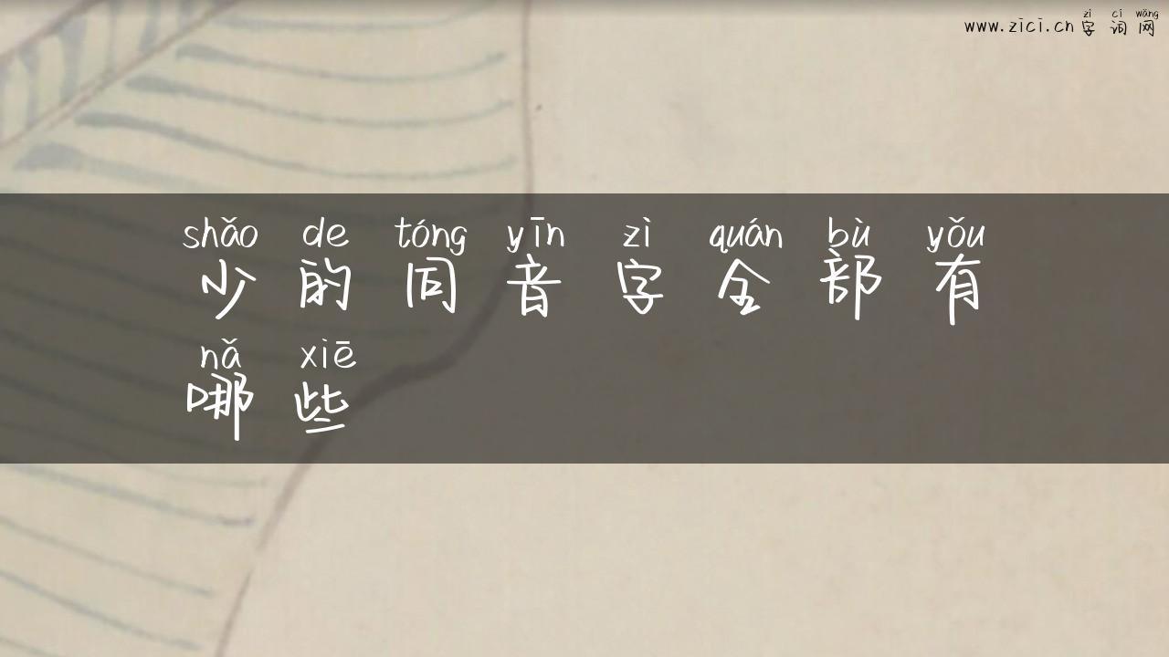 少的同音字全部有哪些