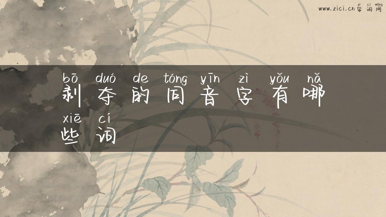 剥夺的同音字有哪些词
