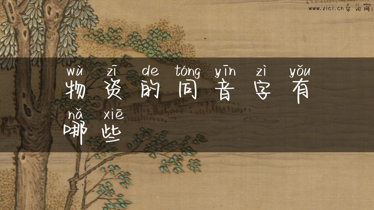 物资的同音字有哪些