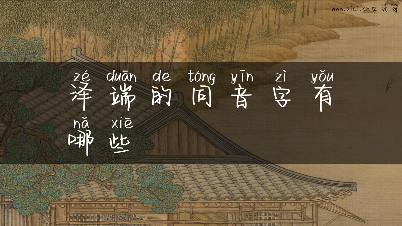 泽端的同音字有哪些